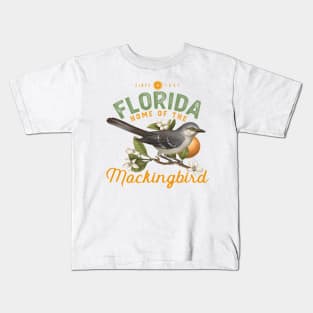 Florida Home Of The Mockingbird Illustration Kids T-Shirt